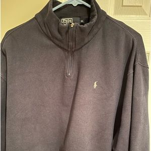 Navy Ralph Lauren 1/4 zip. XXL with hand warmer pockets on side.